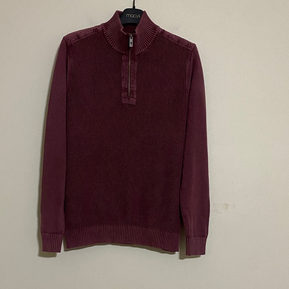 Tommy Bahamas Men's Burgundy Half-Zip Sweater M pullover casual office cozy Y2K